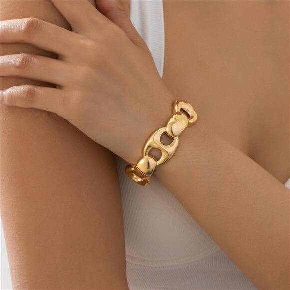 18K Gold-Plated Chain Link Bracelet - Picture 1 of 5